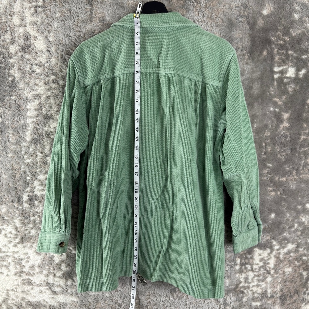 L.L. Bean Size 1X Corduroy Button Up Shirt Jacket Green Long Sleeve Women - Picture 3 of 7